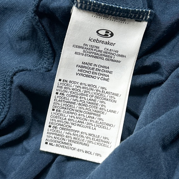 Icebreaker Mira Merino Wool Cool Lite Blue Base Layer L/S T Shirt Womens Medium - Picture 6 of 8